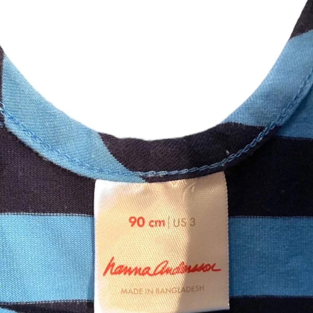 Hanna Andersson Sz 90 (3) Blue & Navy Striped Twirl Dress